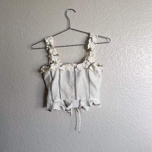 REFORMATION | 100% Linen Striped Crop Top - Picture 3 of 8